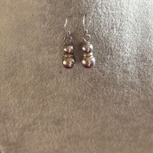 Silpada Sterling Double Bead Drop Earrings - Silver